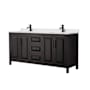 Wyndham Collection Daria 72" Free Standing Double Basin Vanity Set with Cabinet and Quartz Vanity Top Dark Espresso / Giotto Quartz Top / Matte Black Hardware