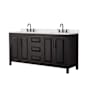 Wyndham Collection Daria 72" Free Standing Double Basin Vanity Set with Cabinet and Quartz Vanity Top Dark Espresso / Giotto Quartz Top / Matte Black Hardware