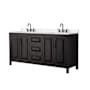 Wyndham Collection Daria 72" Free Standing Double Basin Vanity Set with Cabinet and Quartz Vanity Top Dark Espresso / White Quartz Top / Matte Black Hardware