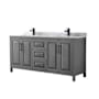 Wyndham Collection Daria 72" Free Standing Double Vanity Set with MDF Cabinet, Marble Vanity Top, and 2 Undermount Sinks Dark Gray / White Carrara Marble Top / Matte Black Hardware