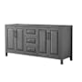 Wyndham Collection Daria 71" Double Free Standing Vanity Cabinet Only - Less Vanity Top Dark Gray / Matte Black Hardware