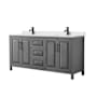 Wyndham Collection Daria 72" Free Standing Double Basin Vanity Set with Cabinet and Quartz Vanity Top Dark Gray / Giotto Quartz Top / Matte Black Hardware