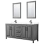 Wyndham Collection Daria 72" Free Standing Double Basin Vanity Set with Cabinet, Cultured Marble Vanity Top, and Framed Mirror Dark Gray / White Cultured Marble Top / Matte Black Hardware