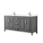 Wyndham Collection Daria 72" Free Standing Double Basin Vanity Set with Cabinet and Cultured Marble Vanity Top Dark Gray / Carrara Cultured Marble Top / Polished Chrome Hardware