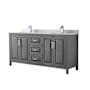 Wyndham Collection Daria 72" Free Standing Double Vanity Set with MDF Cabinet, Marble Vanity Top, and 2 Undermount Sinks Dark Gray / White Carrara Marble Top / Polished Chrome Hardware