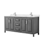 Wyndham Collection Daria 72" Free Standing Double Basin Vanity Set with Cabinet and Quartz Vanity Top Dark Gray / Giotto Quartz Top / Polished Chrome Hardware