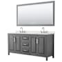 Wyndham Collection Daria 72" Free Standing Double Basin Vanity Set with Cabinet, Quartz Vanity Top, and Framed Mirror Dark Gray / Giotto Quartz Top / Polished Chrome Hardware