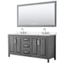 Wyndham Collection Daria 72" Free Standing Double Basin Vanity Set with Cabinet, Quartz Vanity Top, and Framed Mirror Dark Gray / White Quartz Top / Polished Chrome Hardware