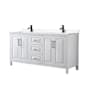 Wyndham Collection Daria 72" Free Standing Double Basin Vanity Set with Cabinet and Cultured Marble Vanity Top White / Carrara Cultured Marble Top / Matte Black Hardware