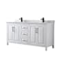Wyndham Collection Daria 72" Free Standing Double Vanity Set with MDF Cabinet, Marble Vanity Top, and 2 Undermount Sinks White / White Carrara Marble Top / Matte Black Hardware