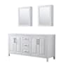 Wyndham Collection Daria 71" Double Free Standing Vanity Cabinet - Less Vanity Top White / Matte Black Hardware