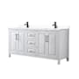 Wyndham Collection Daria 72" Free Standing Double Basin Vanity Set with Cabinet and Cultured Marble Vanity Top White / White Cultured Marble Top / Matte Black Hardware