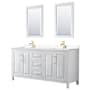 Wyndham Collection Daria 72" Free Standing Double Basin Vanity Set with Cabinet, Cultured Marble Vanity Top, and Framed Mirror White / Carrara Cultured Marble Top / Brushed Gold Hardware