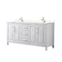 Wyndham Collection Daria 72" Free Standing Double Basin Vanity Set with Cabinet and Cultured Marble Vanity Top White / Carrara Cultured Marble Top / Brushed Gold Hardware