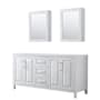 Wyndham Collection Daria 71" Double Free Standing Vanity Cabinet - Less Vanity Top White / Brushed Gold Hardware
