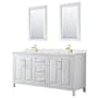 Wyndham Collection Daria 72" Free Standing Double Basin Vanity Set with Cabinet, Quartz Vanity Top, and Framed Mirror White / Giotto Quartz Top / Brushed Gold Hardware