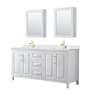 Wyndham Collection Daria 72" Free Standing Double Basin Vanity Set with Cabinet, Quartz Vanity Top, and Medicine Cabinet White / Giotto Quartz Top / Brushed Gold Hardware