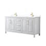 Wyndham Collection Daria 72" Free Standing Double Basin Vanity Set with Cabinet and Cultured Marble Vanity Top White / White Cultured Marble Top / Brushed Gold Hardware
