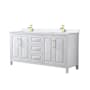 Wyndham Collection Daria 72" Free Standing Double Basin Vanity Set with Cabinet and Quartz Vanity Top White / White Quartz Top / Brushed Gold Hardware