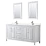 Wyndham Collection Daria 72" Free Standing Double Basin Vanity Set with Cabinet, Cultured Marble Vanity Top, and Framed Mirror White / Carrara Cultured Marble Top / Polished Chrome Hardware