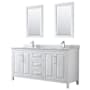 Wyndham Collection Daria 72" Free Standing Double Vanity Set with MDF Cabinet, Marble Vanity Top, 2 Undermount Sinks, and 2 Framed Mirrors White / White Carrara Marble Top / Polished Chrome Hardware