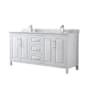 Wyndham Collection Daria 72" Free Standing Double Vanity Set with MDF Cabinet, Marble Vanity Top, and 2 Undermount Sinks White / White Carrara Marble Top / Polished Chrome Hardware