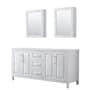 Wyndham Collection Daria 71" Double Free Standing Vanity Cabinet - Less Vanity Top White / Polished Chrome Hardware