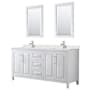 Wyndham Collection Daria 72" Free Standing Double Basin Vanity Set with Cabinet, Quartz Vanity Top, and Framed Mirror White / Giotto Quartz Top / Polished Chrome Hardware