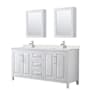 Wyndham Collection Daria 72" Free Standing Double Basin Vanity Set with Cabinet, Quartz Vanity Top, and Medicine Cabinet White / Giotto Quartz Top / Polished Chrome Hardware