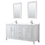 Wyndham Collection Daria 72" Free Standing Double Basin Vanity Set with Cabinet, Cultured Marble Vanity Top, and Framed Mirror White / White Cultured Marble Top / Polished Chrome Hardware