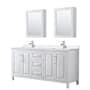 Wyndham Collection Daria 72" Free Standing Double Basin Vanity Set with Cabinet, Quartz Vanity Top, and Medicine Cabinet White / White Quartz Top / Polished Chrome Hardware
