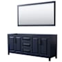 Wyndham Collection Daria 79" Double Free Standing Vanity Cabinet - Less Vanity Top Dark Blue / Matte Black Hardware