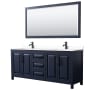 Dark Blue / White Cultured Marble Top / Matte Black Hardware