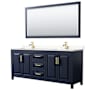 Dark Blue / Carrara Cultured Marble Top / Brushed Gold Hardware