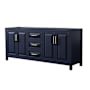 Wyndham Collection Daria 79" Double Free Standing Vanity Cabinet Only - Less Vanity Top Dark Blue / Brushed Gold Hardware