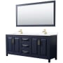 Dark Blue / White Cultured Marble Top / Brushed Gold Hardware