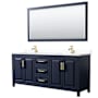 Dark Blue / White Cultured Marble Top / Brushed Gold Hardware