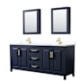 Dark Blue / White Cultured Marble Top / Brushed Gold Hardware