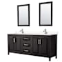 Wyndham Collection Daria 80" Free Standing Double Basin Vanity Set with Cabinet, Cultured Marble Vanity Top, and Framed Mirror Dark Espresso / Carrara Cultured Marble Top / Polished Chrome Hardware