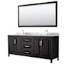 Wyndham Collection Daria 80" Free Standing Double Vanity Set with MDF Cabinet, Marble Vanity Top, 2 Undermount Sinks, and Framed Mirror Dark Espresso / White Carrara Marble Top / Polished Chrome Hardware