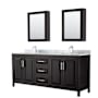 Wyndham Collection Daria 80" Free Standing Double Vanity Set with MDF Cabinet, Marble Vanity Top, 2 Undermount Sinks, and 2 Medicine Cabinets Dark Espresso / White Carrara Marble Top / Polished Chrome Hardware