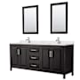 Wyndham Collection Daria 80" Free Standing Double Basin Vanity Set with Cabinet, Quartz Vanity Top, and Framed Mirror Dark Espresso / Giotto Quartz Top / Polished Chrome Hardware