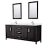 Wyndham Collection Daria 80" Free Standing Double Basin Vanity Set with Cabinet, Quartz Vanity Top, and Framed Mirror Dark Espresso / White Quartz Top / Polished Chrome Hardware