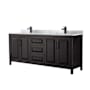 Wyndham Collection Daria 80" Free Standing Double Vanity Set with MDF Cabinet, Marble Vanity Top, and 2 Undermount Sinks Dark Espresso / White Carrara Marble Top / Matte Black Hardware