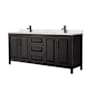 Wyndham Collection Daria 80" Free Standing Double Basin Vanity Set with Cabinet and Quartz Vanity Top Dark Espresso / Giotto Quartz Top / Matte Black Hardware