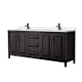 Wyndham Collection Daria 80" Free Standing Double Basin Vanity Set with Cabinet and Quartz Vanity Top Dark Espresso / White Quartz Top / Matte Black Hardware