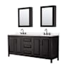 Wyndham Collection Daria 80" Free Standing Double Basin Vanity Set with Cabinet, Quartz Vanity Top, and Medicine Cabinet Dark Espresso / White Quartz Top / Matte Black Hardware