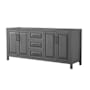 Wyndham Collection Daria 79" Double Free Standing Vanity Cabinet Only - Less Vanity Top Dark Gray / Matte Black Hardware