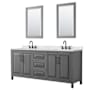 Wyndham Collection Daria 80" Free Standing Double Basin Vanity Set with Cabinet, Quartz Vanity Top, and Framed Mirror Dark Gray / Giotto Quartz Top / Matte Black Hardware