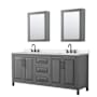 Wyndham Collection Daria 80" Free Standing Double Basin Vanity Set with Cabinet, Quartz Vanity Top, and Medicine Cabinet Dark Gray / White Quartz Top / Matte Black Hardware